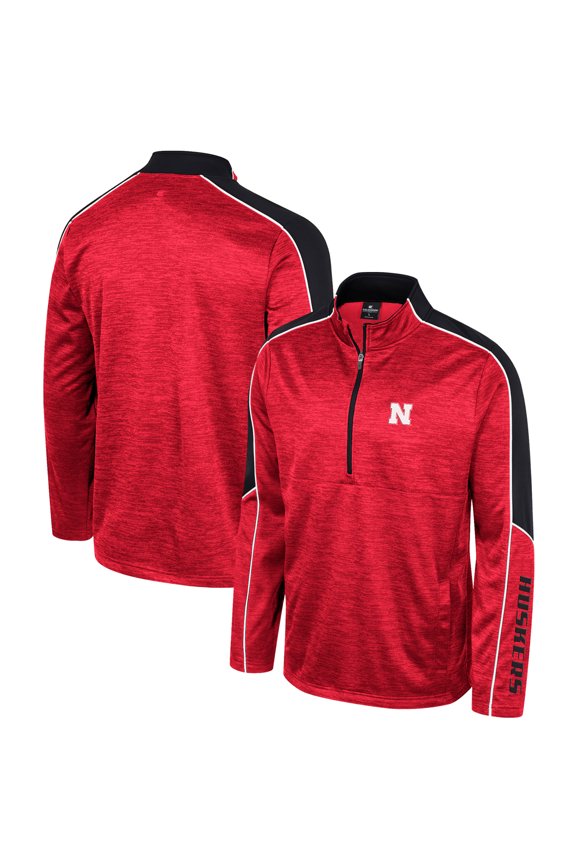 Men's Colosseum Red Nebraska Huskers Marled Half-Zip Jacket
