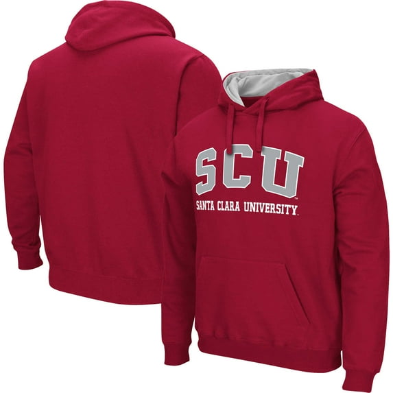 Men's Colosseum Red Santa Clara Broncos Arch & Logo 3.0 Pullover Hoodie