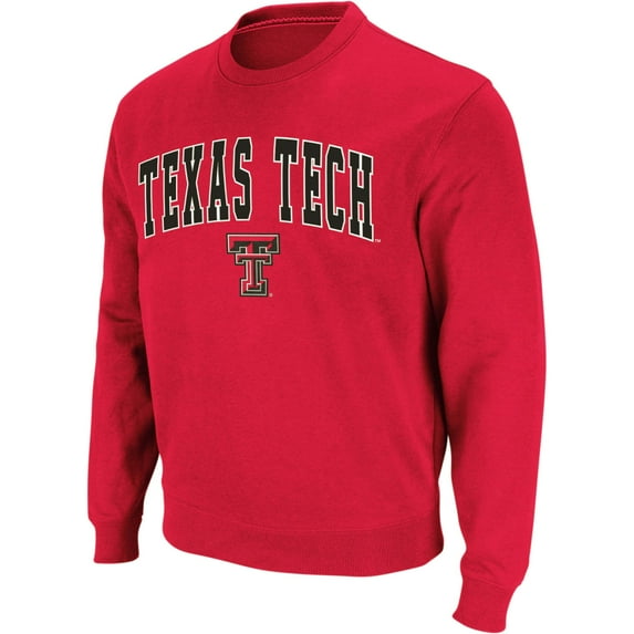 Men's Colosseum Red Texas Tech Red Raiders Arch & Logo Crew Neck Sweatshirt