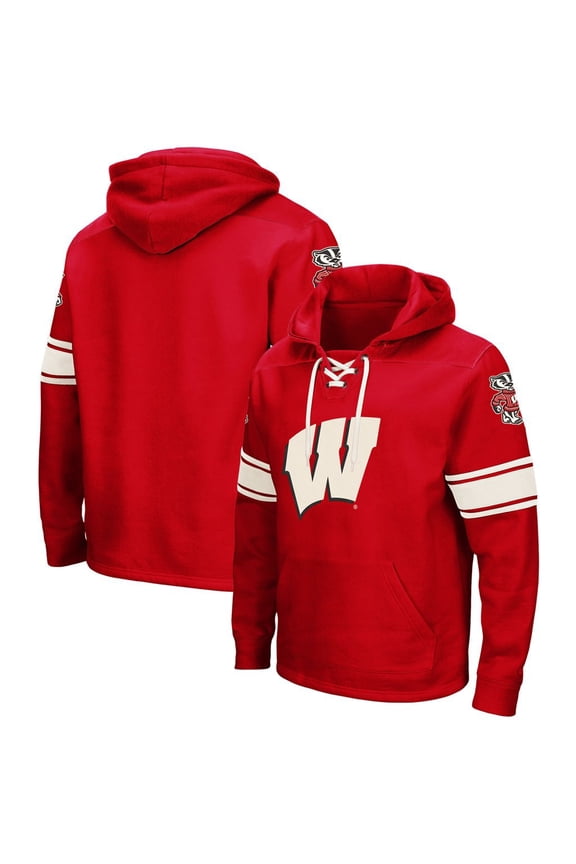 Men's Colosseum Red Wisconsin Badgers 2.0 Lace-Up Pullover Hoodie