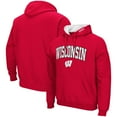 thumbnail image 1 of Men's Colosseum Red Wisconsin Badgers Arch & Logo 3.0 Pullover Hoodie, 1 of 3