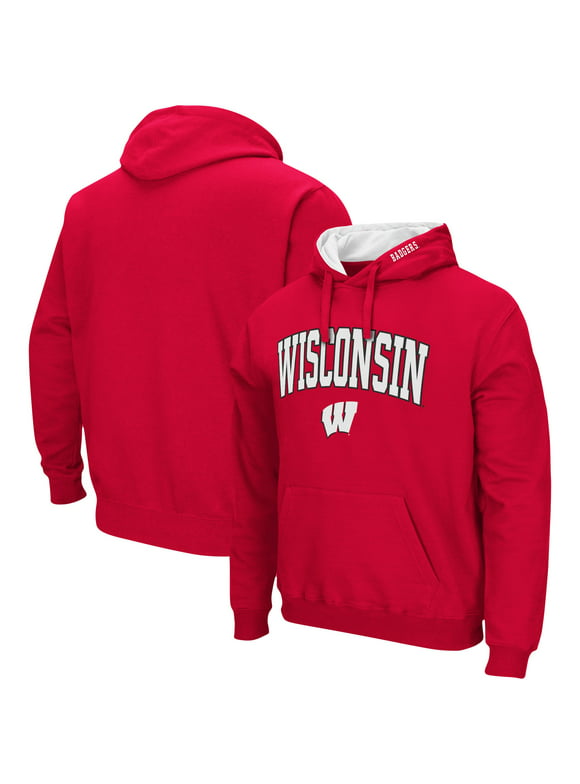Men's Colosseum Red Wisconsin Badgers Arch & Logo 3.0 Pullover Hoodie