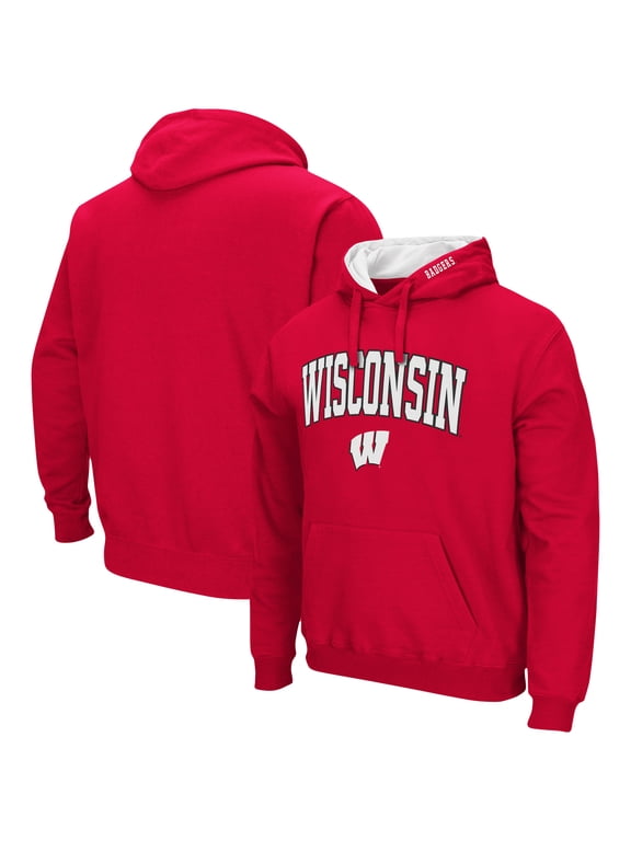 Men's Colosseum Red Wisconsin Badgers Arch & Logo 3.0 Pullover Hoodie