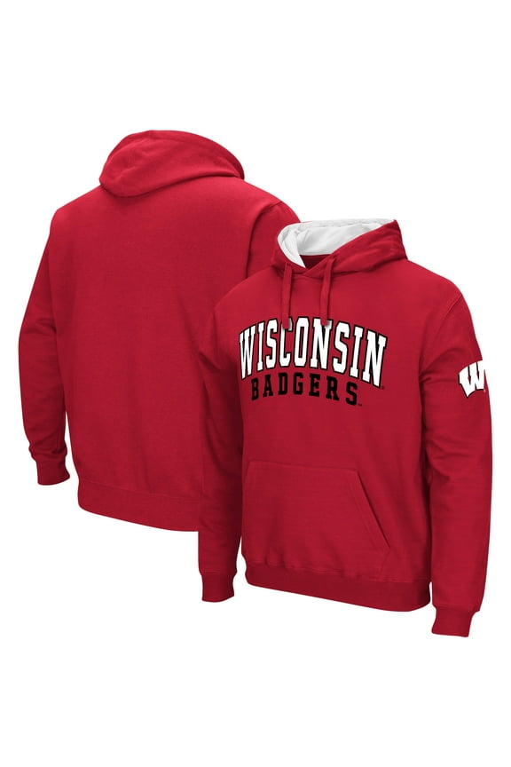 Men's Colosseum Red Wisconsin Badgers Double Arch Pullover Hoodie