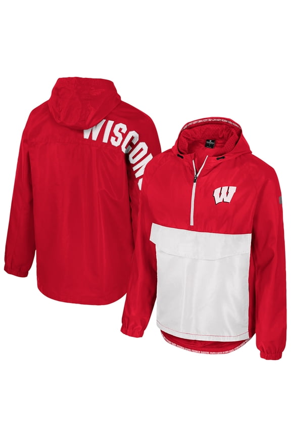 Men's Colosseum Red Wisconsin Badgers Reloaded Anorak Half-Zip Jacket