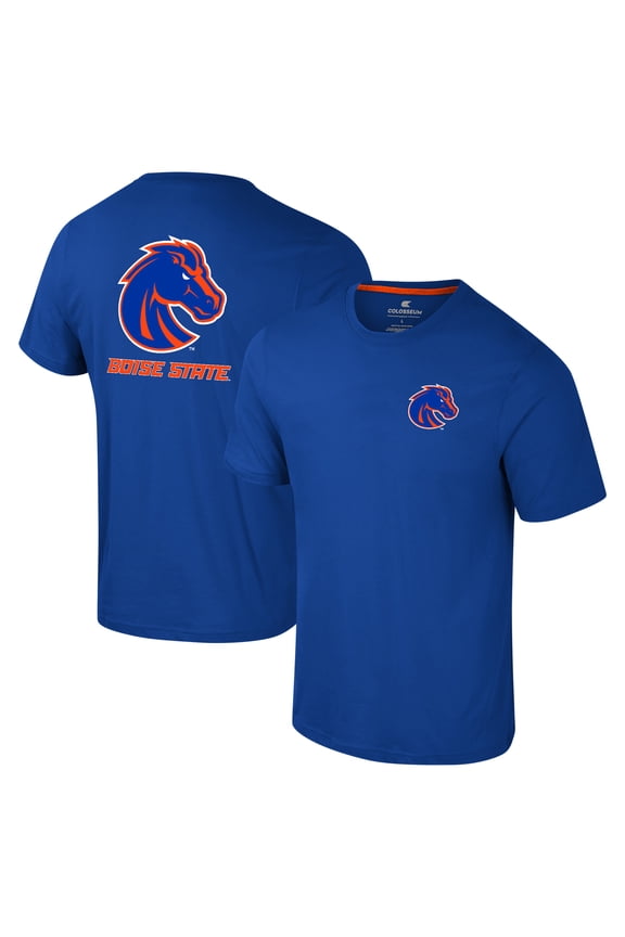 Men's Colosseum Royal Boise State Broncos Logo Lockup 2-Hit Active Blend T-Shirt