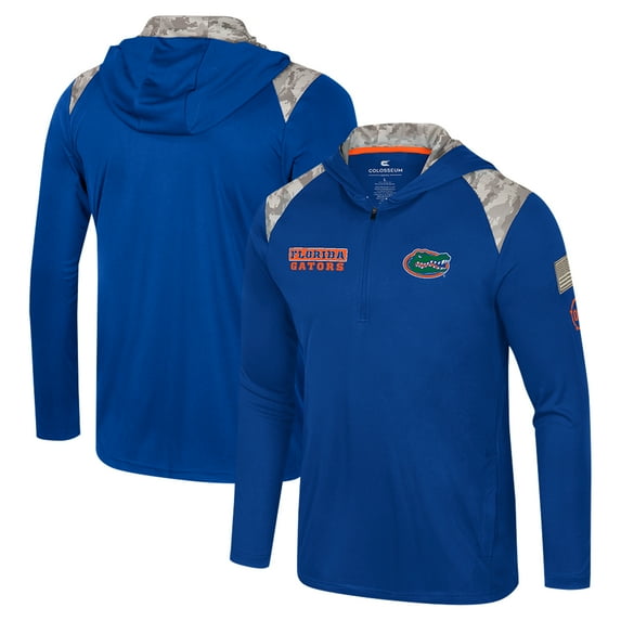 Men's Colosseum Royal Florida Gators OHT Military Appreciation Quarter-Zip Hoodie Jacket