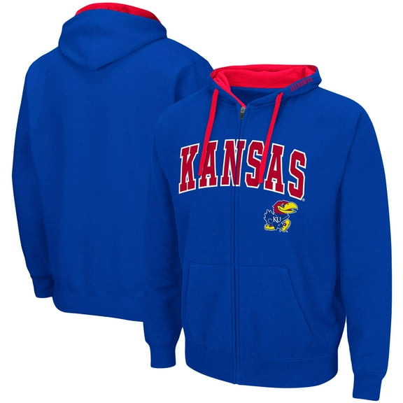 Men's Colosseum Royal Kansas Jayhawks Big & Tall Full-Zip Hoodie