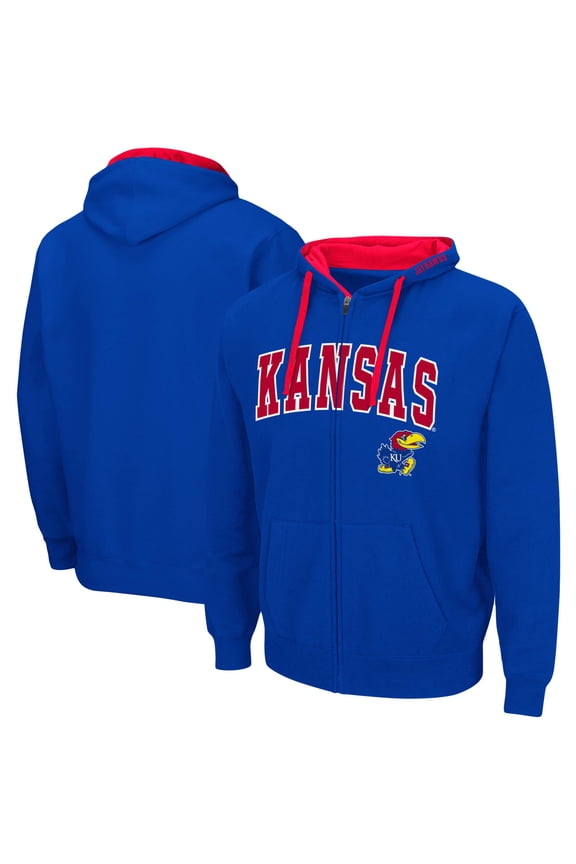 Men's Colosseum Royal Kansas Jayhawks Big & Tall Full-Zip Hoodie