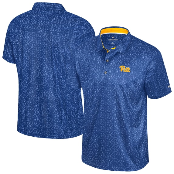 Men's Colosseum Royal Pitt Panthers Football Print Polo