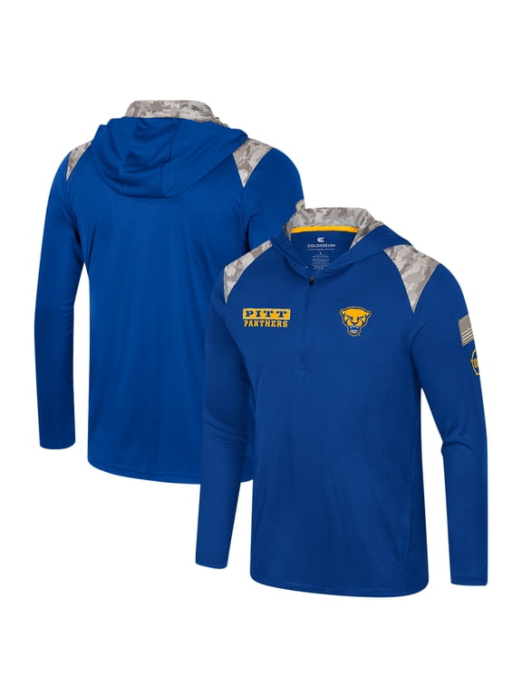 Men's Colosseum Royal Pitt Panthers OHT Military Appreciation Quarter-Zip Hoodie Jacket