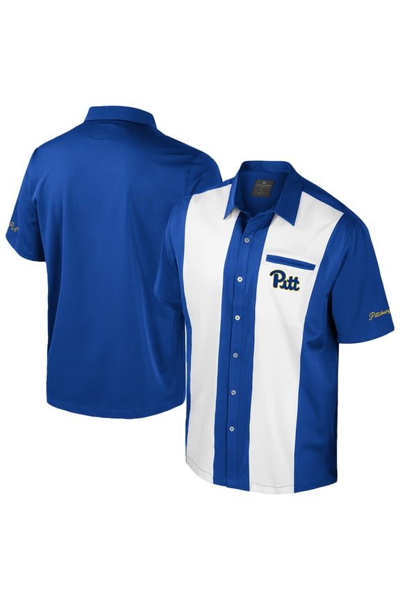 Men's Colosseum Royal Pitt Panthers Strike Bowling Button-Up Shirt