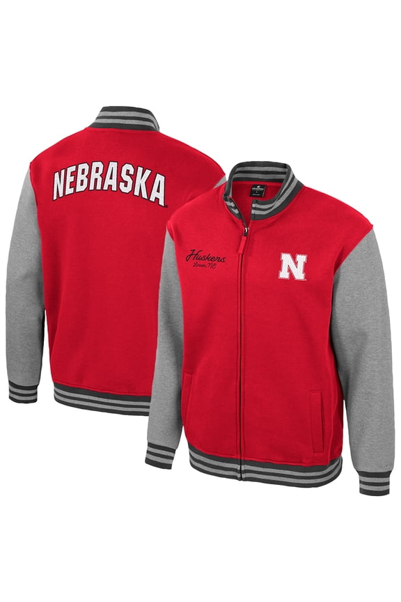 Men's Colosseum Scarlet Nebraska Huskers Ambi-Turner Full-Zip Varsity Jacket