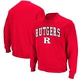 thumbnail image 1 of Men's Colosseum Scarlet Rutgers Scarlet Knights Arch & Logo Crew Neck Sweatshirt, 1 of 3