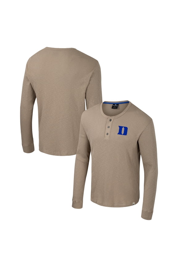Men's Colosseum  Tan Duke Blue Devils Great Outdoors Henley Long Sleeve Shirt