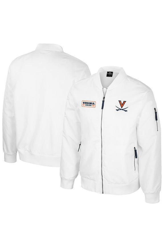 Men's Colosseum Virginia Cavaliers White Rabbit Full-Zip Bomber Jacket
