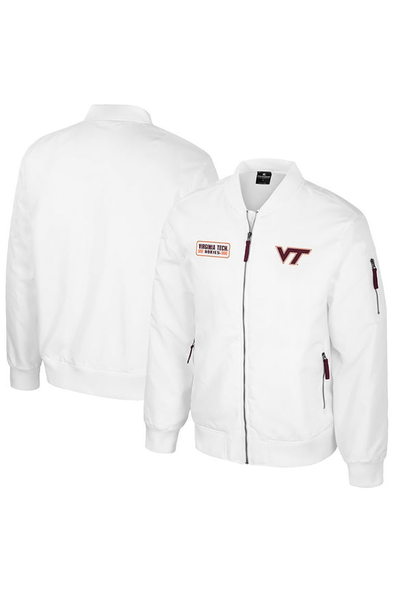 Men's Colosseum Virginia Tech Hokies White Rabbit Full-Zip Bomber Jacket