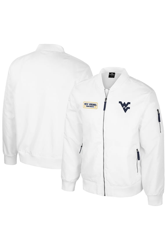 Men's Colosseum West Virginia Mountaineers White Rabbit Full-Zip Bomber Jacket