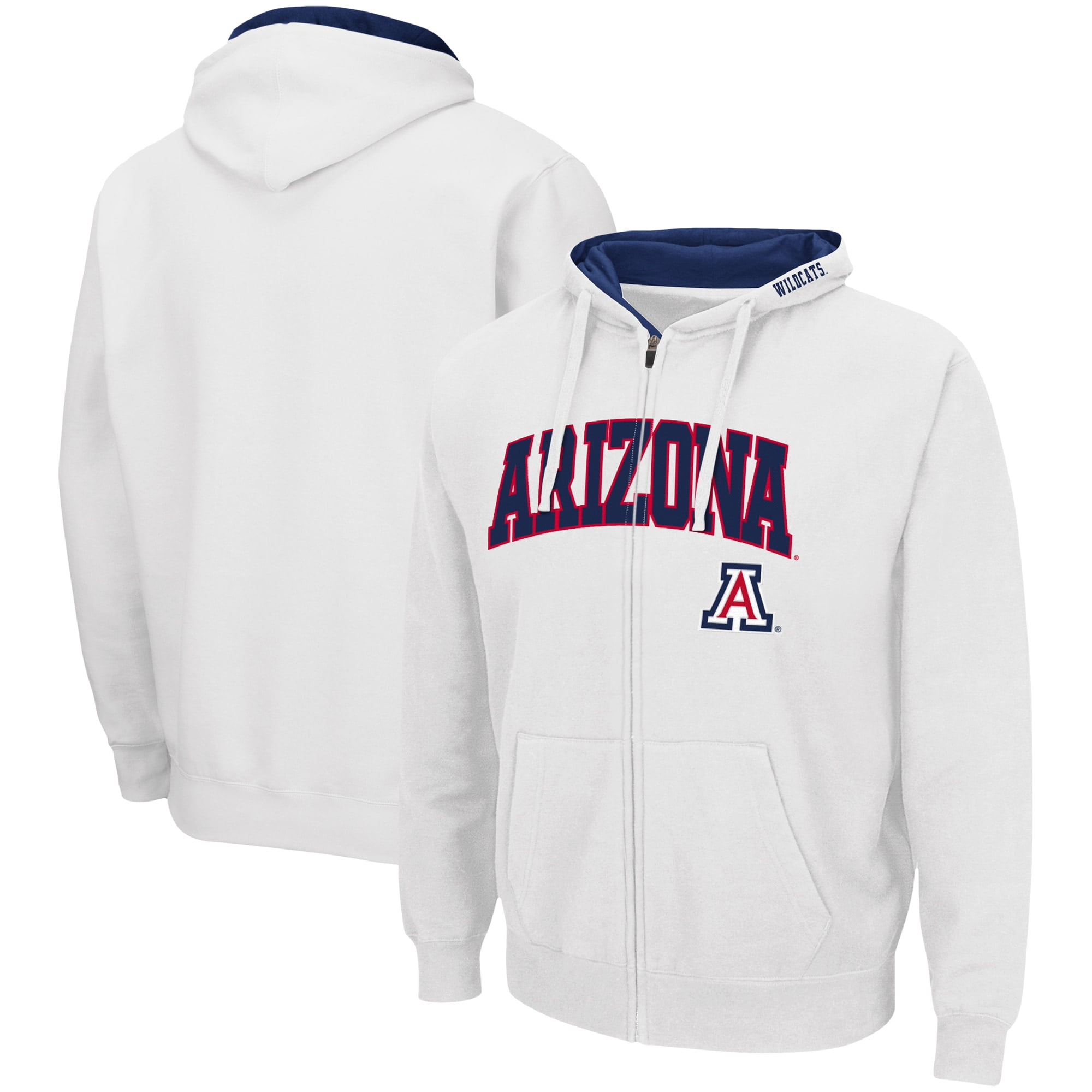 Men's Colosseum White Arizona Wildcats Arch & Logo 3.0 Full-Zip