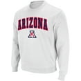 thumbnail image 1 of Men's Colosseum White Arizona Wildcats Arch & Logo Crew Neck Sweatshirt, 1 of 4