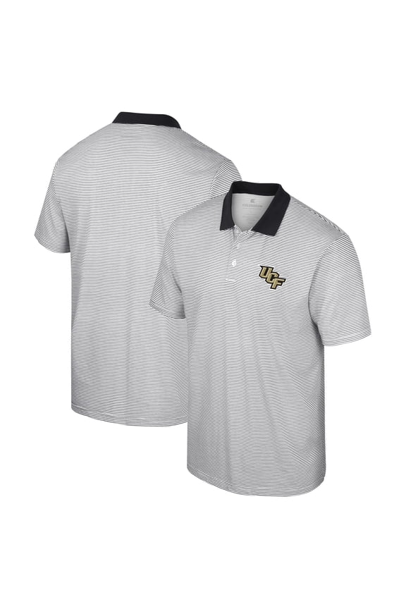 Men's Colosseum White/Black UCF Knights Print Stripe Polo