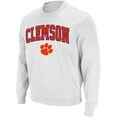 thumbnail image 1 of Men's Colosseum White Clemson Tigers Arch & Logo Crew Neck Sweatshirt, 1 of 4
