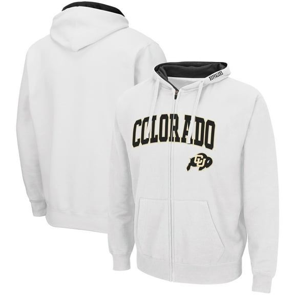 Men's Colosseum White Colorado Buffaloes Arch & Logo 3.0 Full-Zip Hoodie