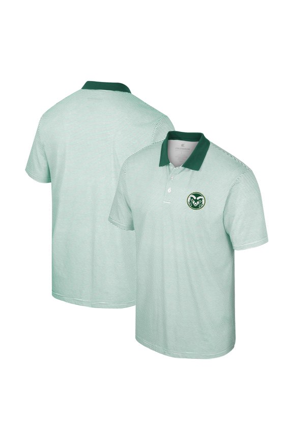 Men's Colosseum White Colorado State Rams Print Stripe Polo