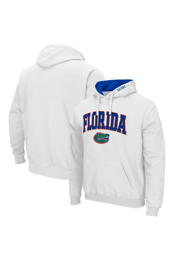 Men's Colosseum White Florida Gators Arch & Logo 3.0 Pullover Hoodie