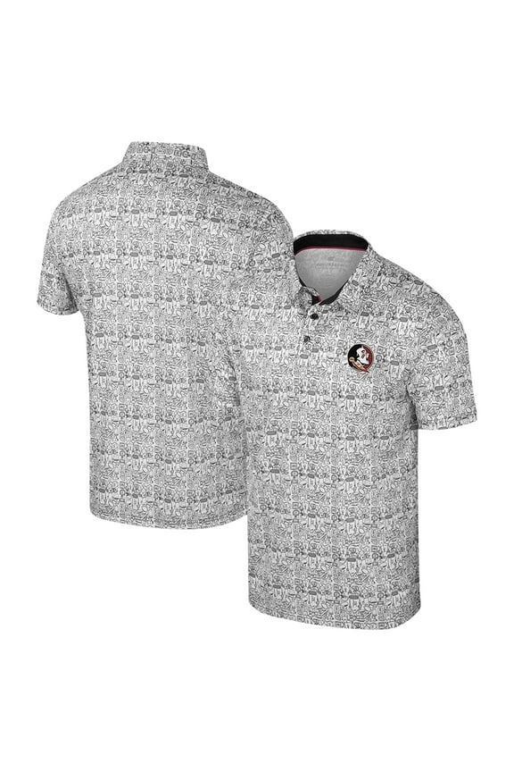 Men's Colosseum White Florida State Seminoles Big & Tall It's Time! Allover Printed Polo