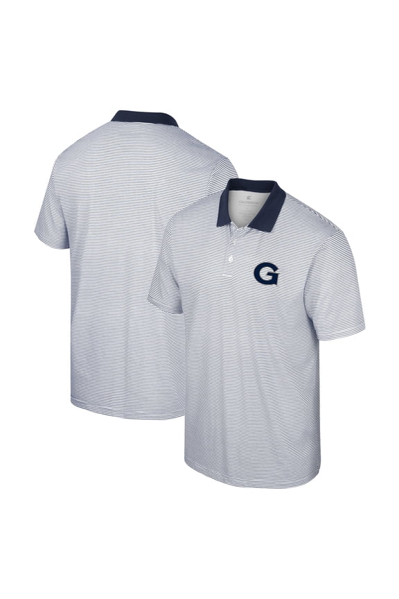 Men's Colosseum White Georgetown Hoyas Print Stripe Polo