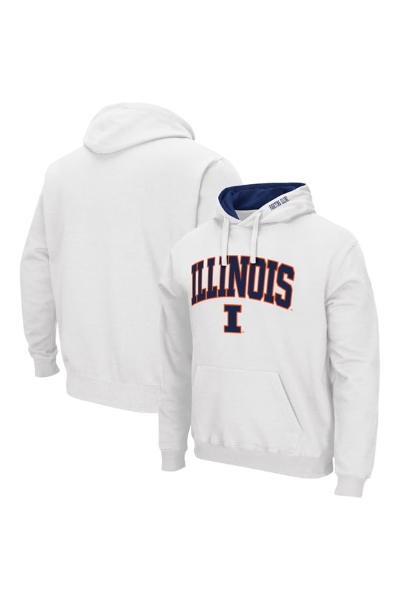Men's Colosseum White Illinois Fighting Illini Arch & Logo 3.0 Pullover Hoodie