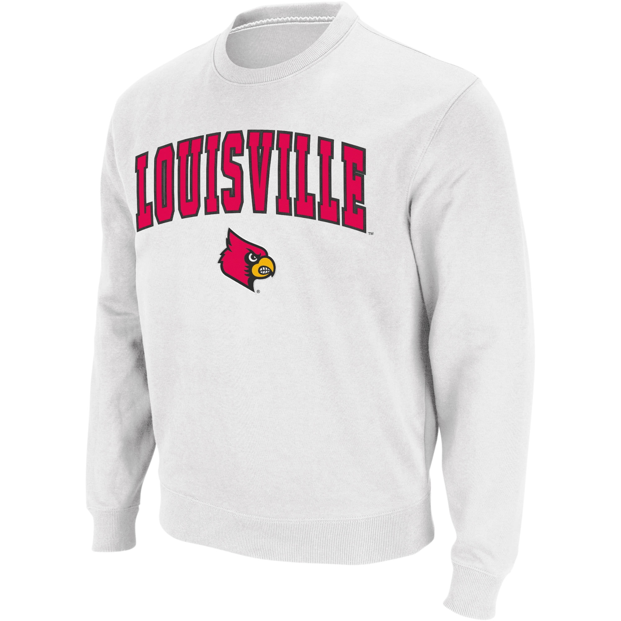 Men's Colosseum White Louisville Cardinals Arch & Logo Crew Neck Sweatshirt  