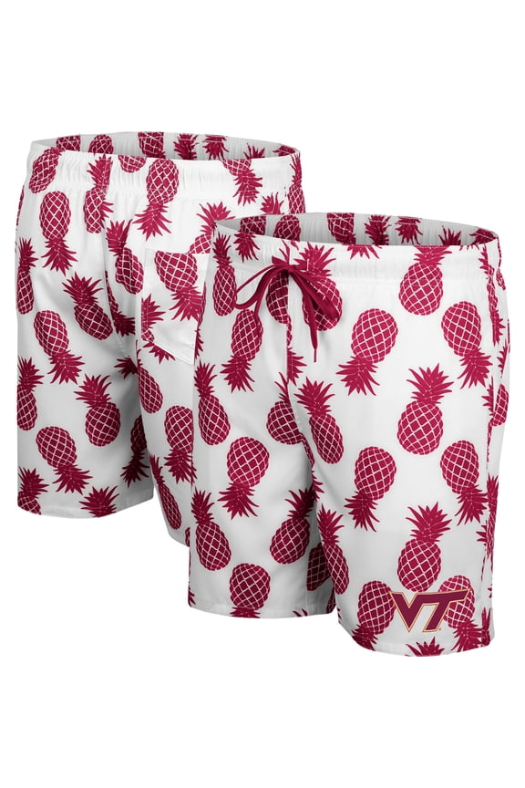 Men's Colosseum White/Maroon Virginia Tech Hokies Pineapple Swim Shorts
