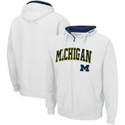 COLOSSEUM ATHLETICS Men's Colosseum White Michigan Wolverines Arch & Logo 3.0 Full-Zip Hoodie
