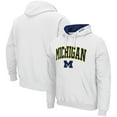 thumbnail image 1 of Men's Colosseum White Michigan Wolverines Arch & Logo 3.0 Pullover Hoodie, 1 of 3