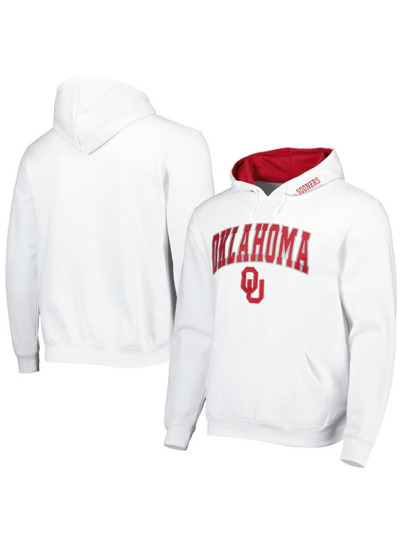 Men's Colosseum White Oklahoma Sooners Arch & Logo 3.0 Pullover Hoodie