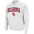 thumbnail image 1 of Men's Colosseum White Oklahoma Sooners Arch & Logo Crew Neck Sweatshirt, 1 of 4