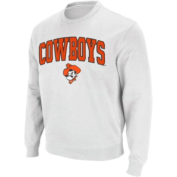 Men's Colosseum White Oklahoma State Cowboys Arch & Logo Crew Neck Sweatshirt