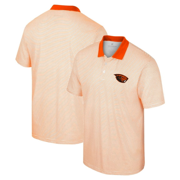 Men's Colosseum White/Orange Oregon State Beavers Print Stripe Polo