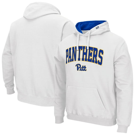 Men's Colosseum White Pitt Panthers Arch & Logo 3.0 Pullover Hoodie