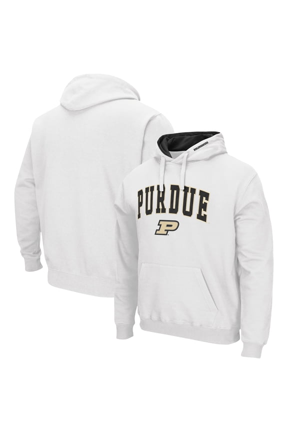 Men's Colosseum White Purdue Boilermakers Arch & Logo 3.0 Pullover Hoodie