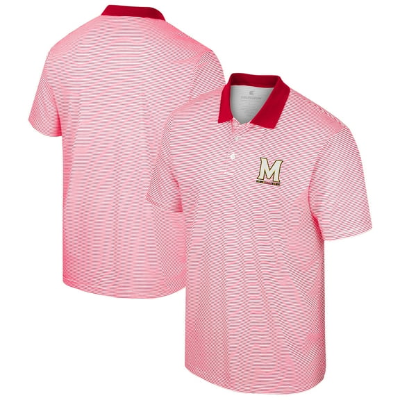 Men's Colosseum White/Red Maryland Terrapins Print Stripe Polo