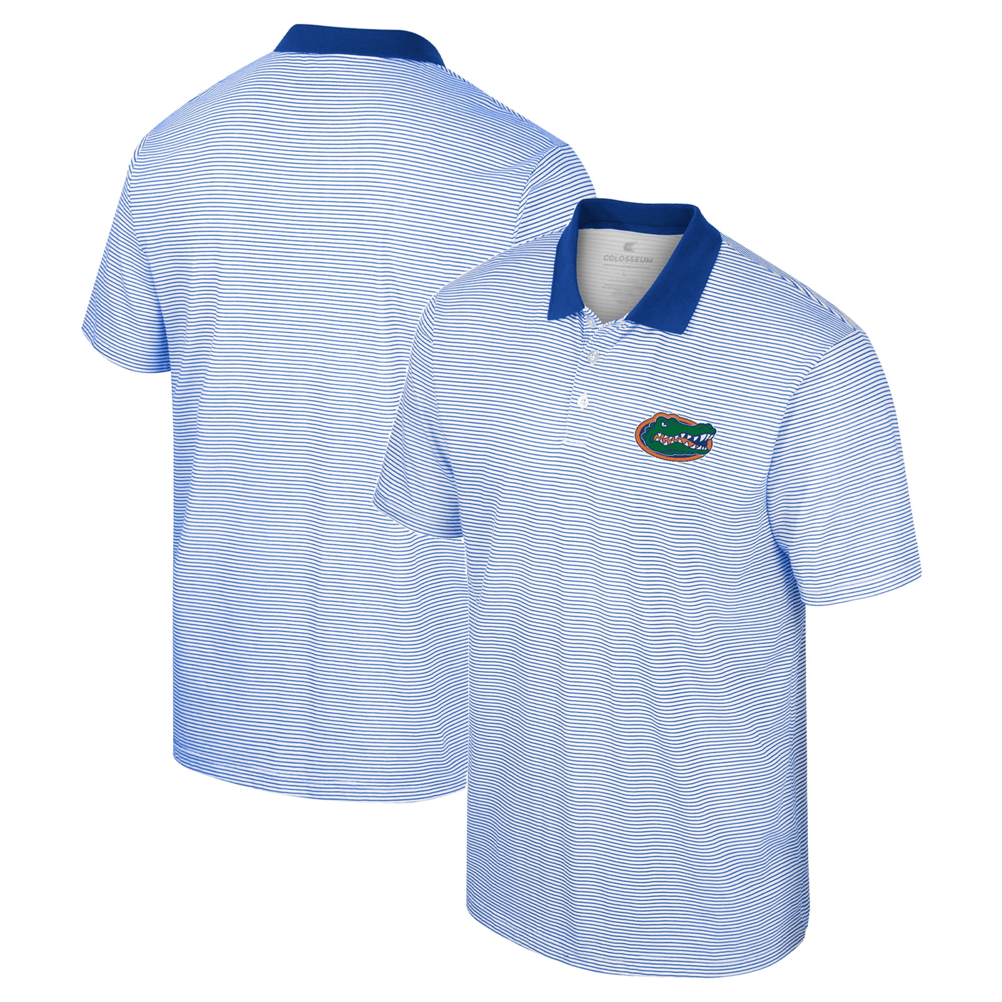 Men's Colosseum White/Royal Florida Gators Print Stripe Polo