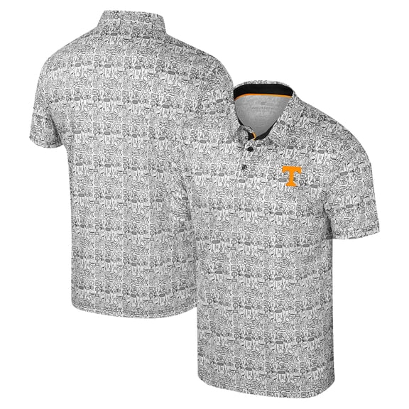 Men's Colosseum White Tennessee Volunteers Big & Tall It's Time! Allover Printed Polo