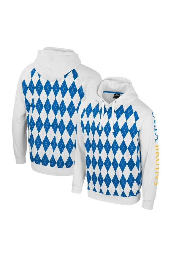 Men's Colosseum White UCLA Bruins The Dealio Raglan Pullover Hoodie