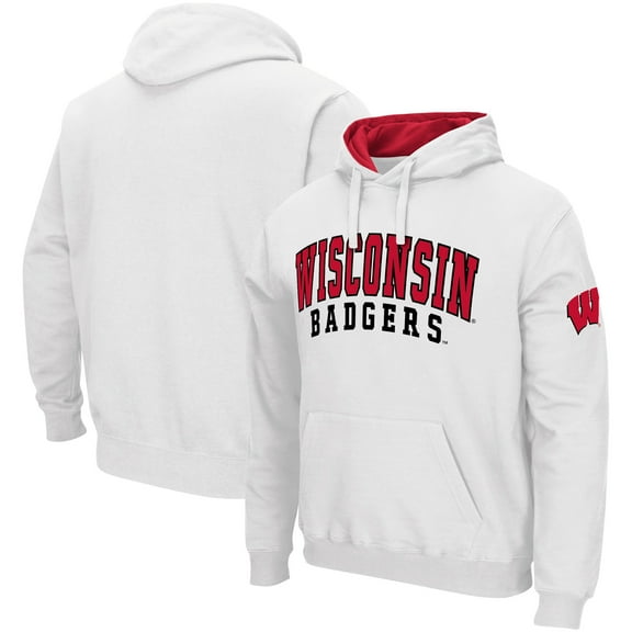Men's Colosseum White Wisconsin Badgers Double Arch Pullover Hoodie