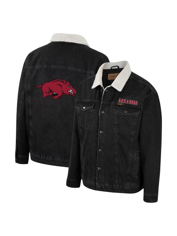 Men's Colosseum x Wrangler Charcoal Arkansas Razorbacks Western Button-Up Denim Jacket