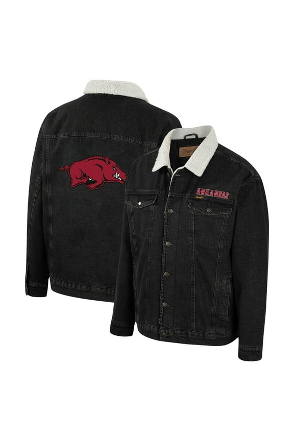 Men's Colosseum x Wrangler Charcoal Arkansas Razorbacks Western Button-Up Denim Jacket