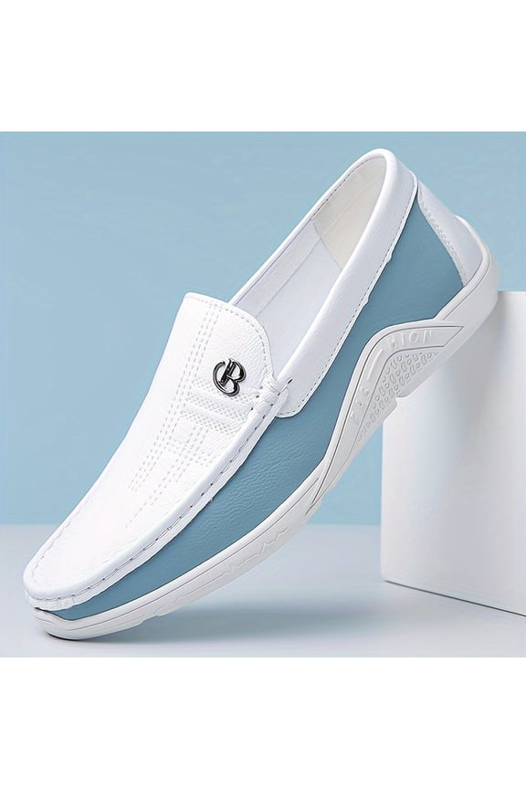 Men's Colour Block Slip On Loafer Shoes, Comfy Non Slip Casual Rubber Sole Durable Walking Shoes For Men's Outdoor Activities